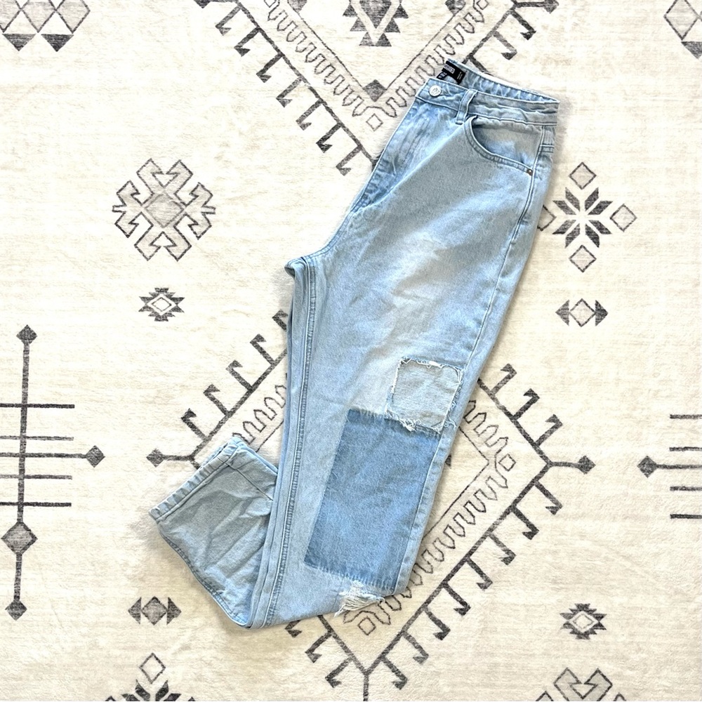 Misguided High Rise Patchwork Distressed Jeans Si… - image 3